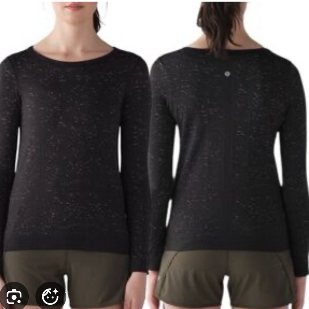 Lululemon Swiftly Tech Long Sleeve in Black / White speckle. Size 6.